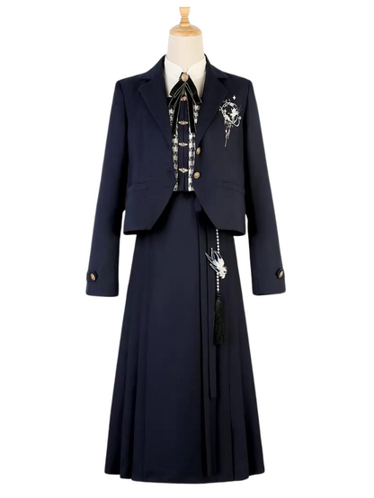 Faltenrock Schnalle Bluse College China Weste Jacke Check