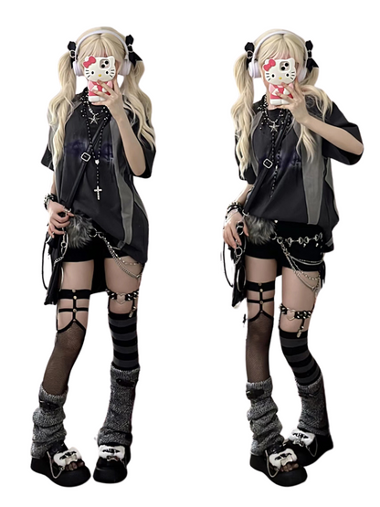 Rivet Sandal Chain Flat Platform Punk Fur