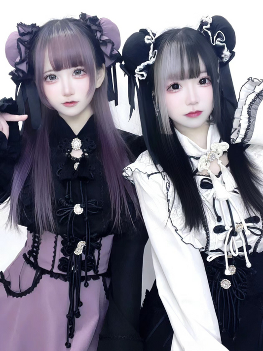 レースバックルフリルシャツ チャイナスリーブベル