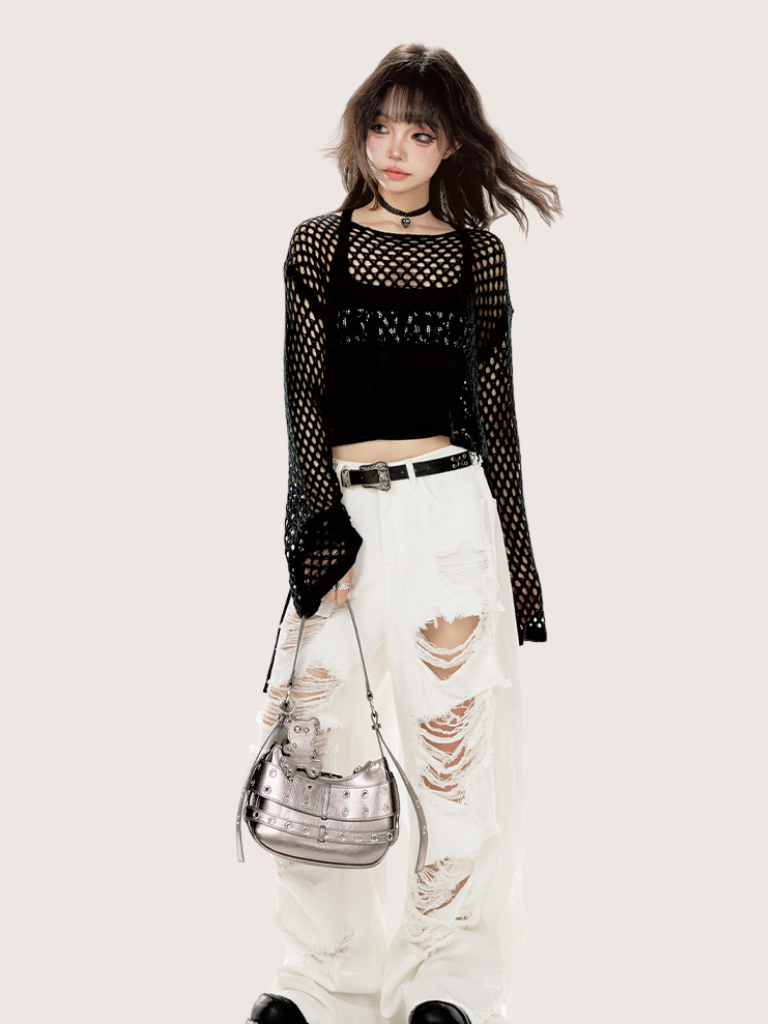 リップドデニム ワイド ホワイト