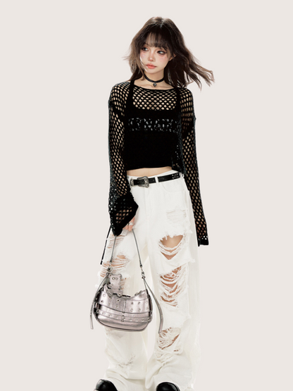 リップドデニム ワイド ホワイト