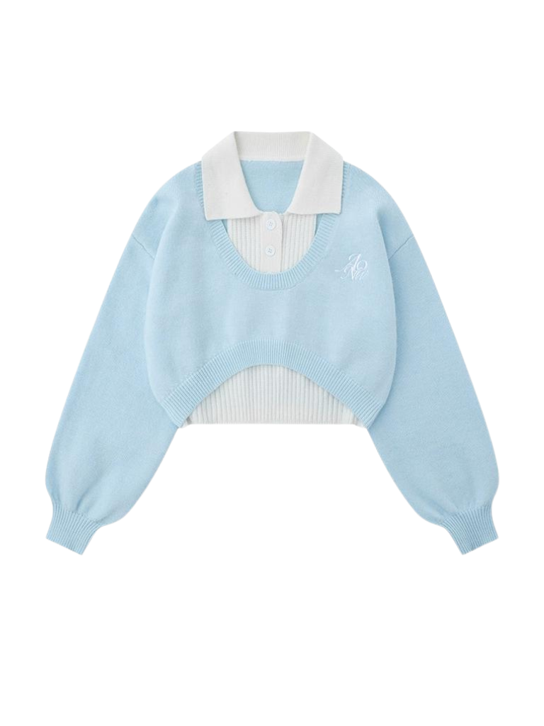 Kurzes eisblaues Tops Polo