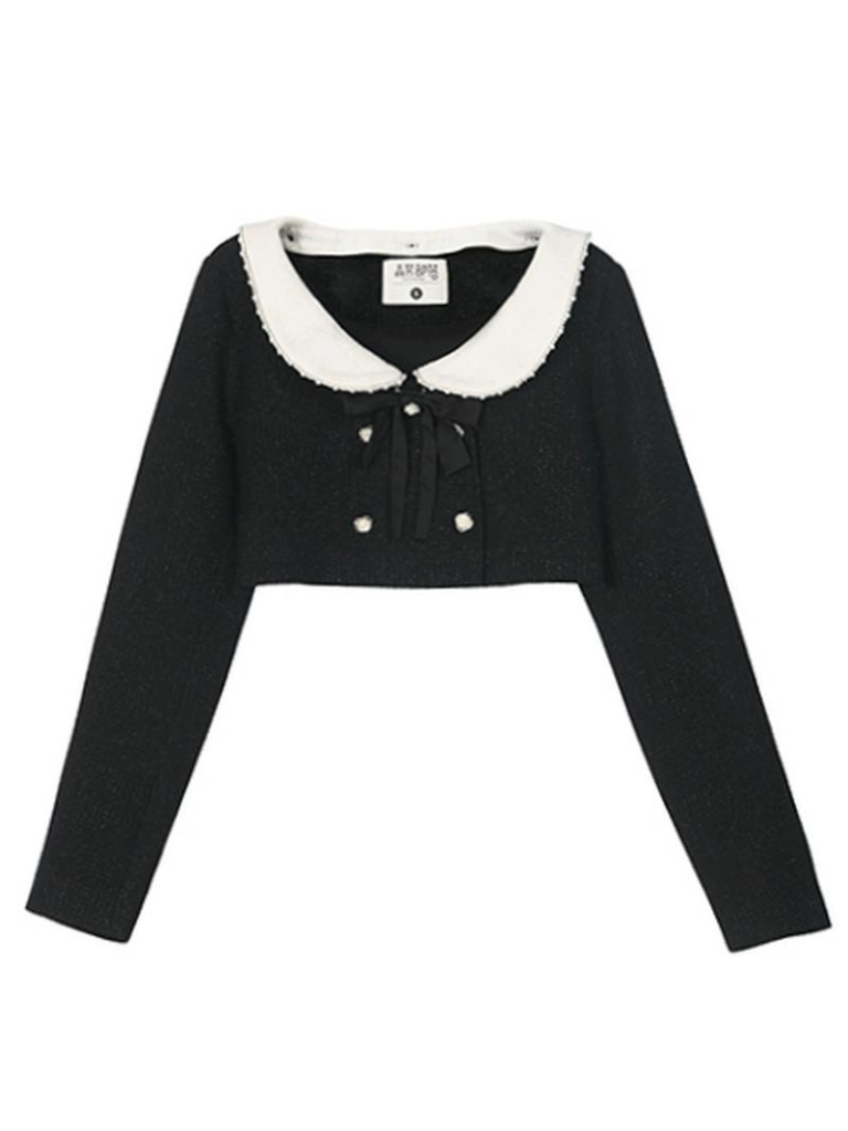 Schwarze Jacke Kleid Duft Farbe Hosenträger Glitter Rose + Perle Anzug Kurz