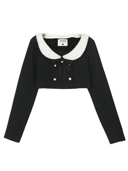 Schwarze Jacke Kleid Duft Farbe Hosenträger Glitter Rose + Perle Anzug Kurz