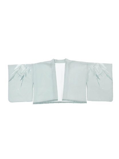 Tie Collar Puff + Sleeve Sailor Haori Tulle Dress Ribbon + Badge Overskirt