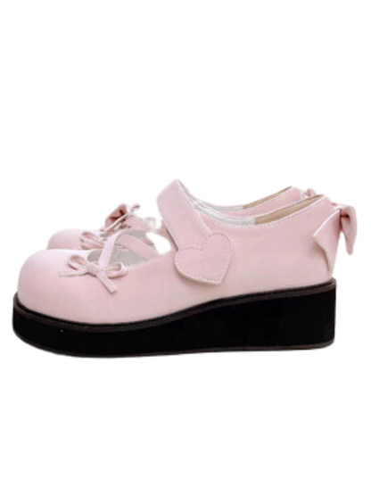 Round Lolita Shoes Ribbon Toe Platform