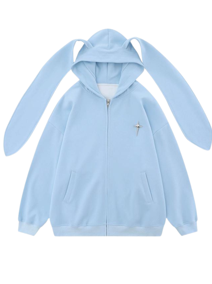Hoodie Milk Blue Loose Bunny Hooded