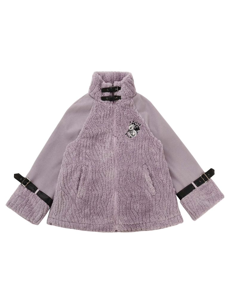 Purple Air Dragon Embroy Dary Plash Jacket + Hood Print Sweat Dress