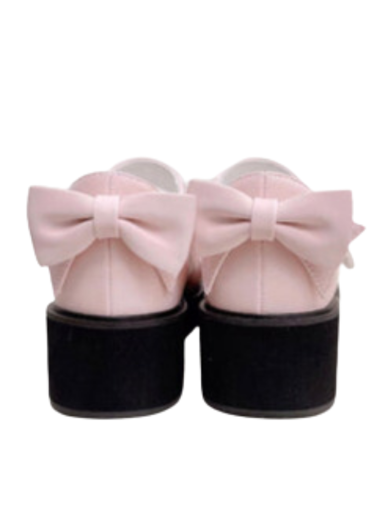 Round Lolita Shoes Ribbon Toe Platform