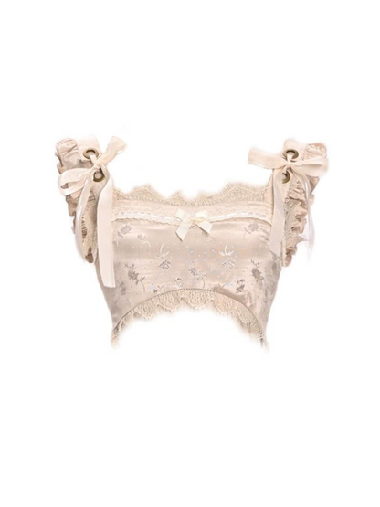 Short Lace French Ribbon Broken Top Vest Ballet Ultra