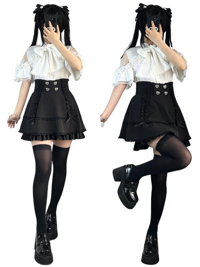 Shirt Sheer Ribbon Shoulder Lace