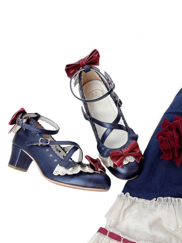 Shoes Heel Lace Elegant Original Lolita Mid