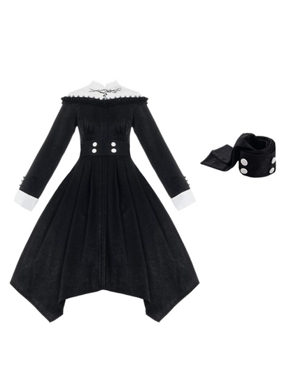Puzzled Original Neck Dress Design Gothic
