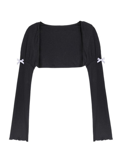 カーディガン リボン ショート クール