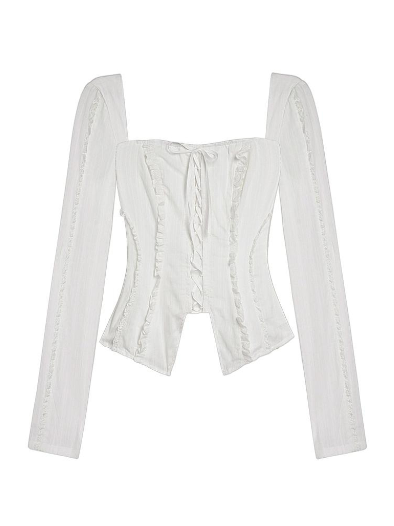 Top Square Slim Collar Schnürung