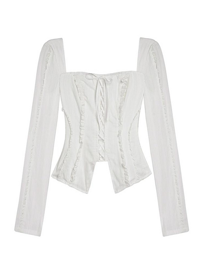 Top Square Slim Collar Schnürung