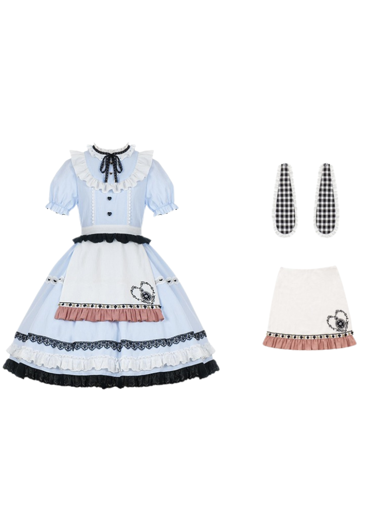 Schürze Mädchen Süßes Kleid Karo + Hase