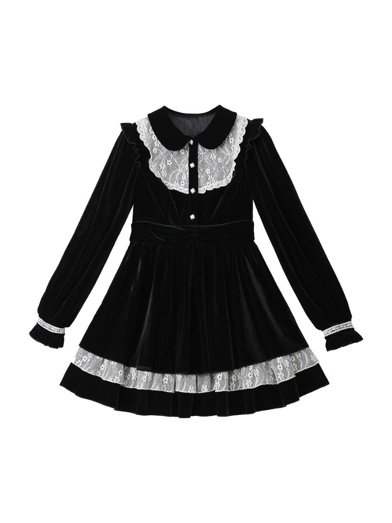 Schwarzes Kleid Flared Girly