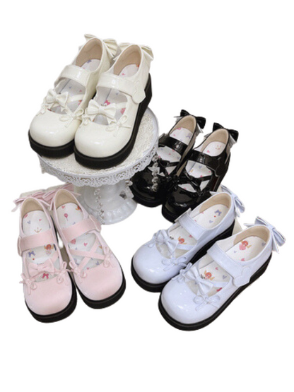 Round Lolita Shoes Ribbon Toe Platform