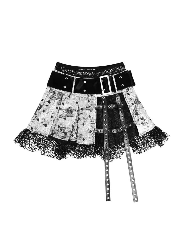 Culottes Liquid Pleated Fishnet Punk Goth Invasion Miniskirt PU