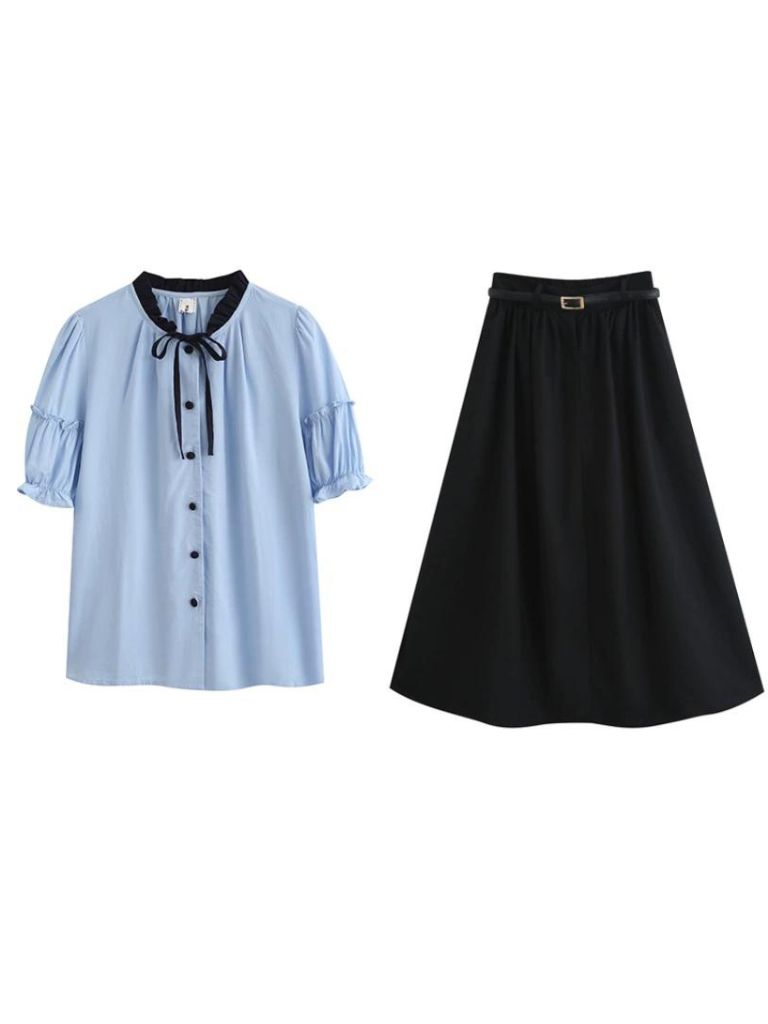 Lce Flared Long + Rock Shirt Retro Sommer Blau