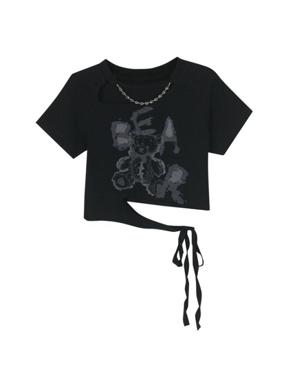Midnight Strap Short Slim Black T-Shirt Bear