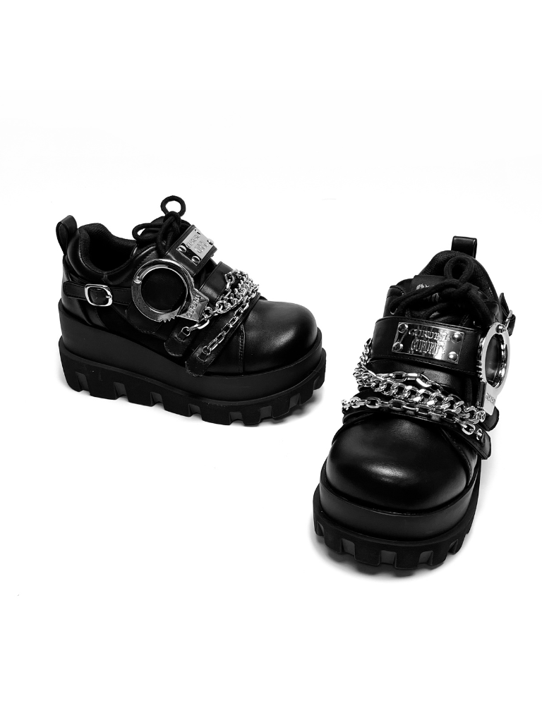 シューズ カフ ハンド プラットフォーム メタル ダーク