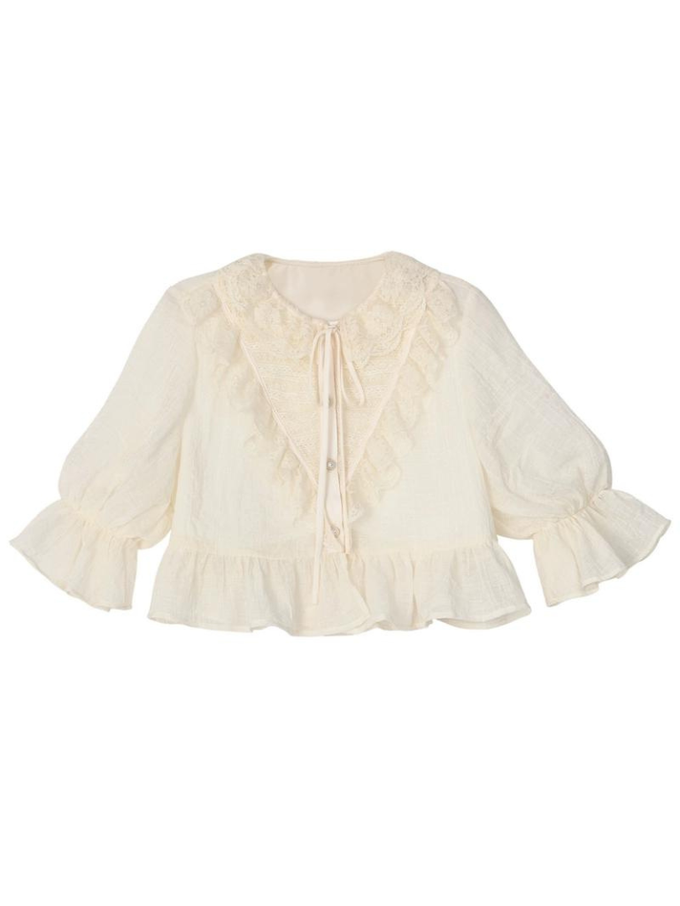 Rock Shirt Spitze Wald Französisch Stufen Aprikose