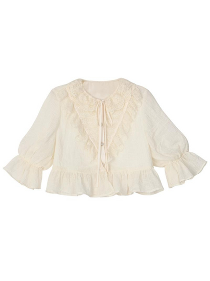 Rock Shirt Spitze Wald Französisch Stufen Aprikose