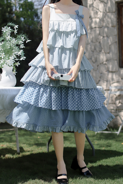 Bandkleid Brosche Himmel gestuft süß + ärmellos