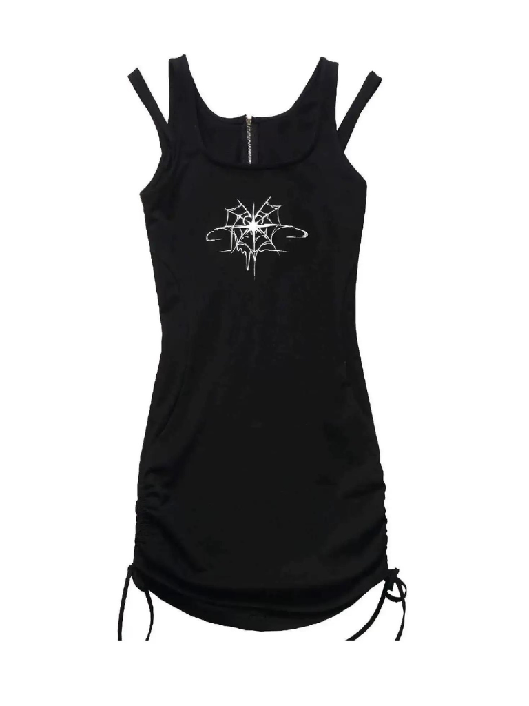 Spider Chain Slim Strap Hoodie Web Rabbit Ear