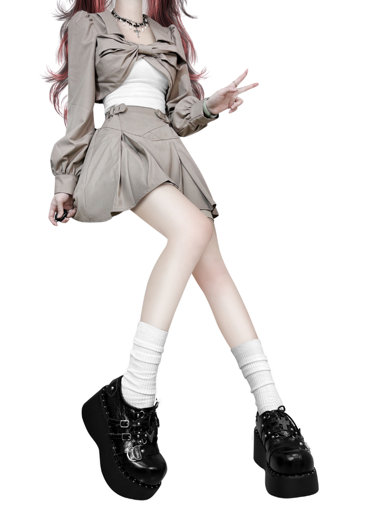 Black Hot Girl Platform Crack Punk Shoes