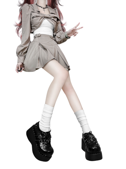 Black Hot Girl Platform Crack Punk Shoes