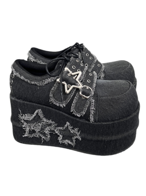 Denim Subculture Hot Girl Shoes Platform Star