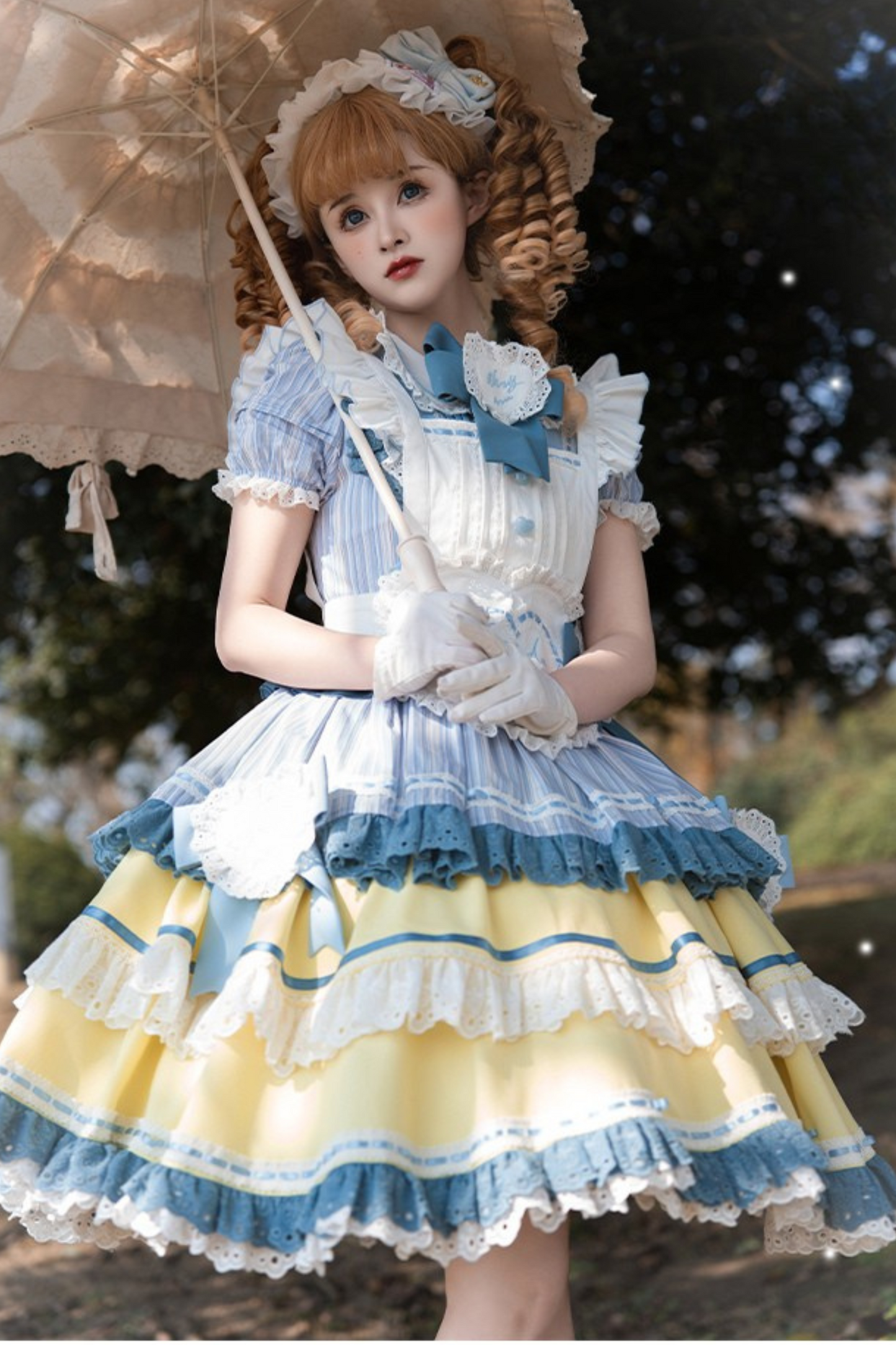 Girl Apron Light Ruffle Lolita Dress +