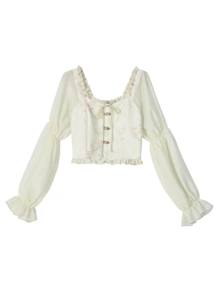 シフォンライトチャイナグリーンフローラルセットアップ