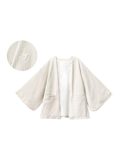 Poem Weave White Feather Dress Innershirt Rose Corsage + Ruffle Red Ruffle Retro Jacket Suspender Rose