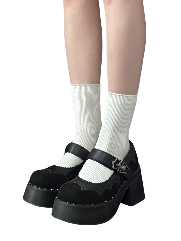 Goth Spider Shoes Dark Platform Subculture
