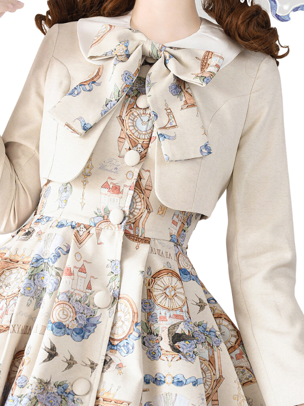 プリントレガントジャケットドレスクラシックセットエコーエターナルエコーロトール