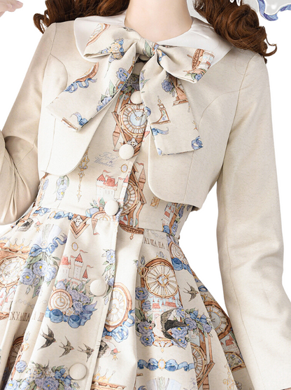 プリントレガントジャケットドレスクラシックセットエコーエターナルエコーロトール