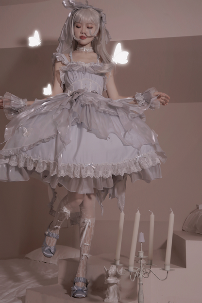 Kleid mit fliegenden großen Lolita-Ärmeln