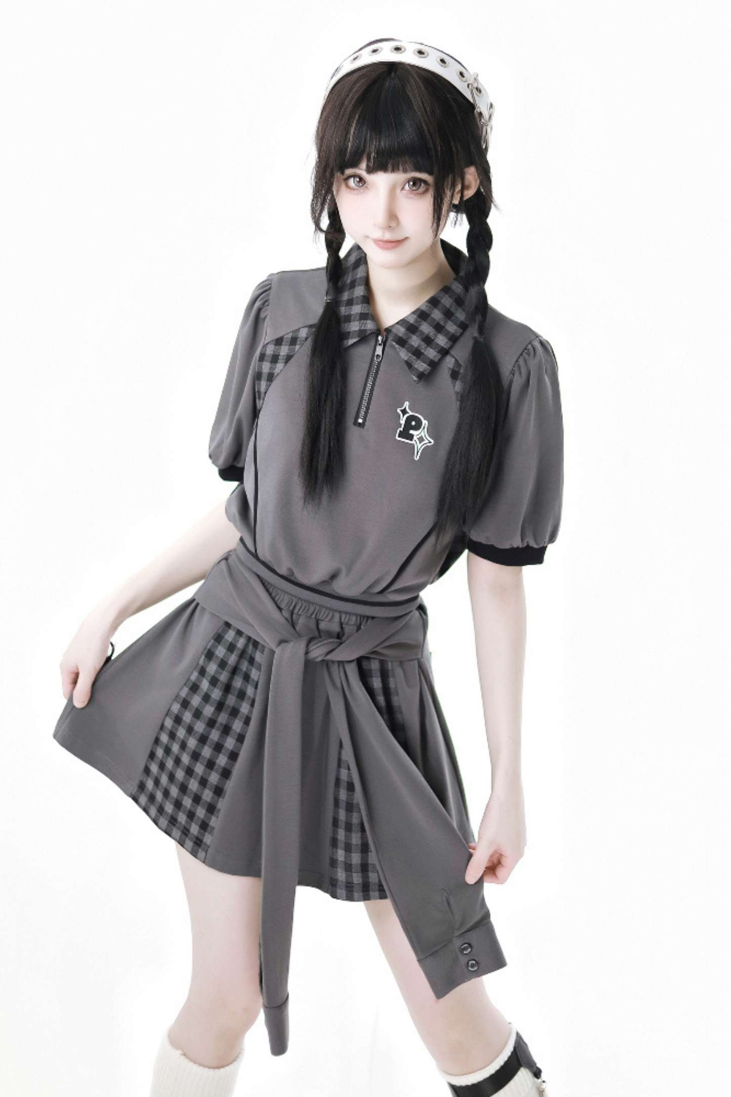 モードトップス チェックパンツ スカート カジュアル ワイド +