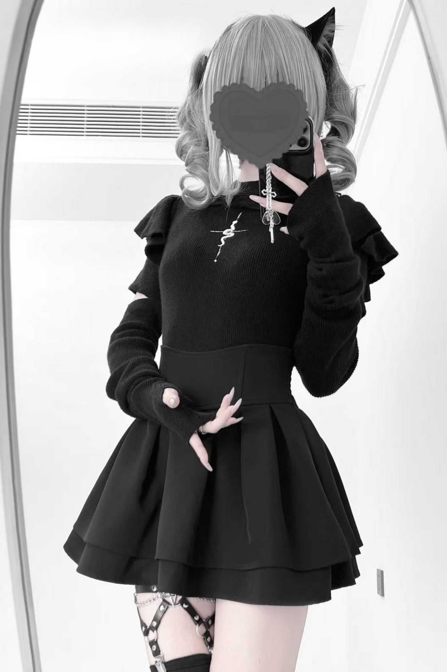 ウォーマーマインアームトップスタイルタイト