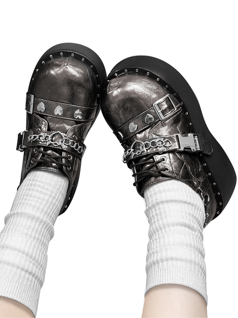 Punk Lolita Plattform Zehen Teufel Schuhe Gothic Runde Falle