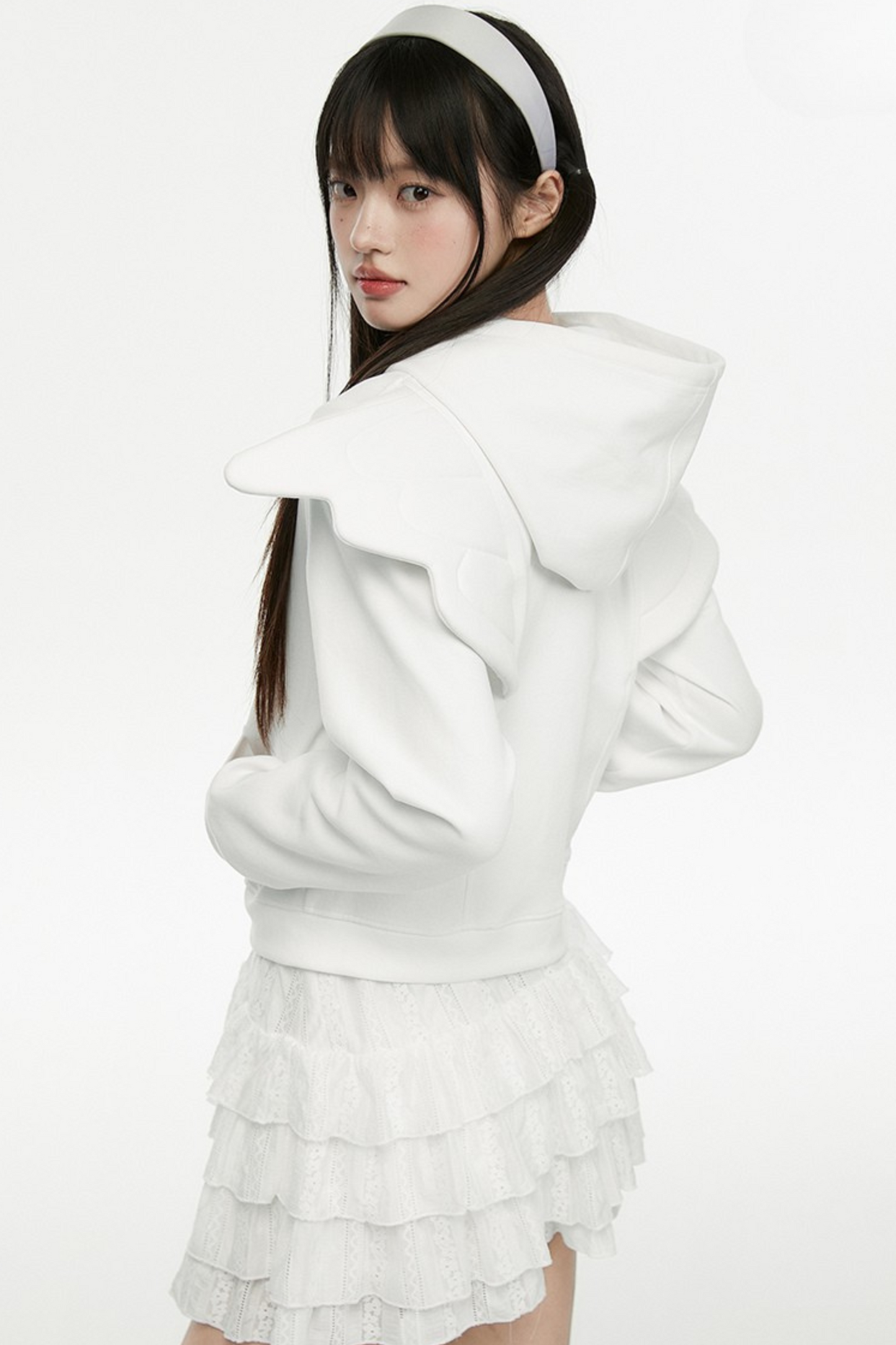 White Wings Kapuzen-Engel-Hoodie kurz