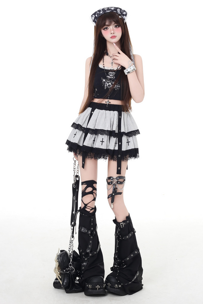 Punkrock Puff Mine Gestreiftes Cake Girl