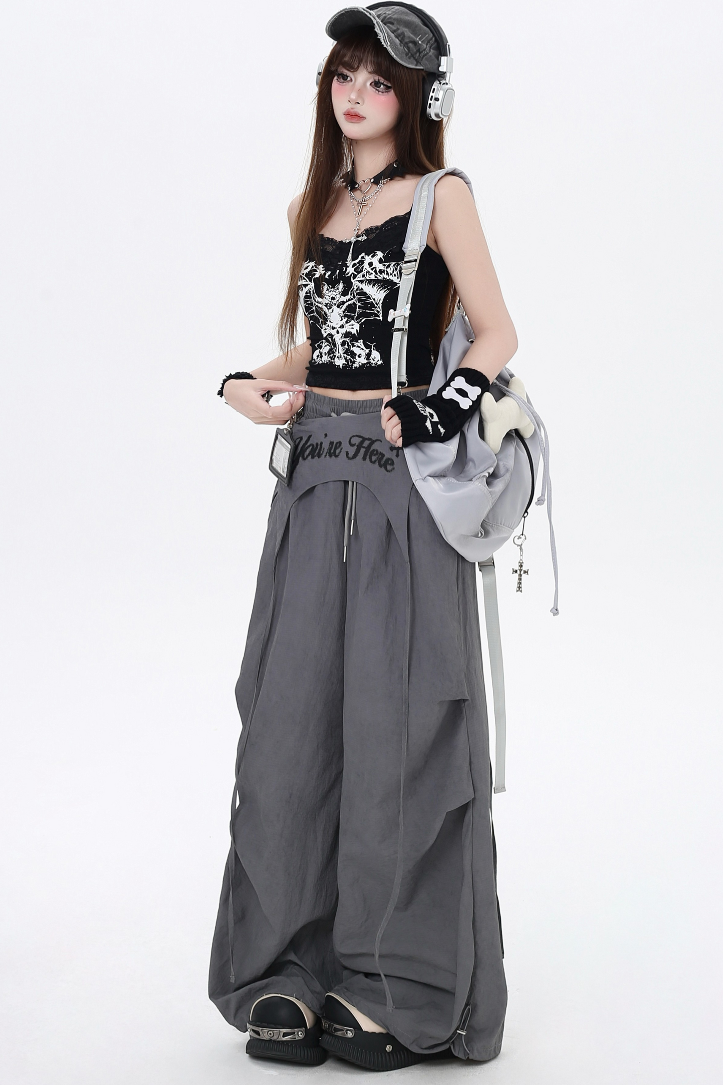 女の子用カジュアルウエストハイスパイスパンツ