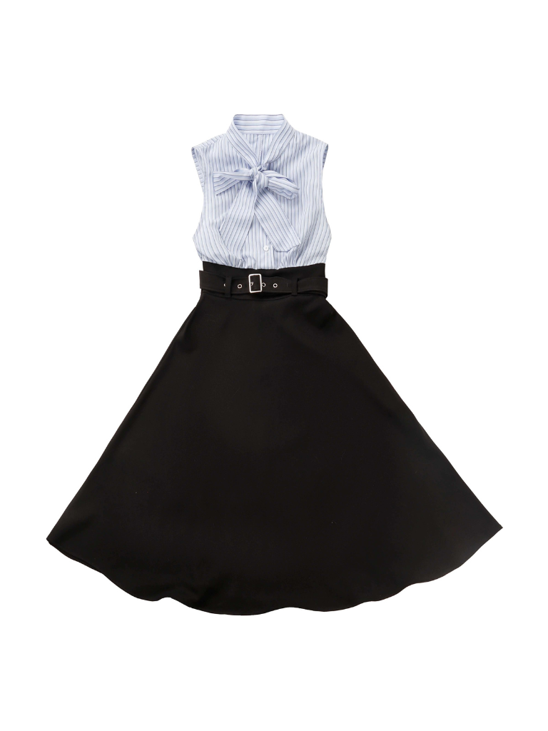 Blau-schwarz gestreifter Collegeanzug