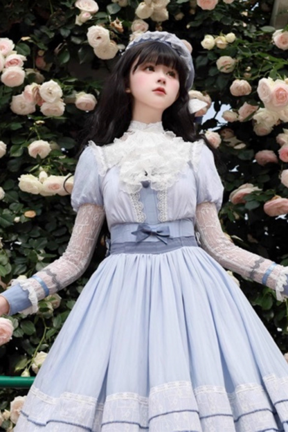 Stickerei Reservierungen Lolita Süßes Kleid Blau