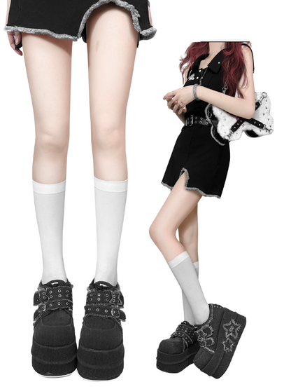 Denim Subculture Hot Girl Shoes Platform Star